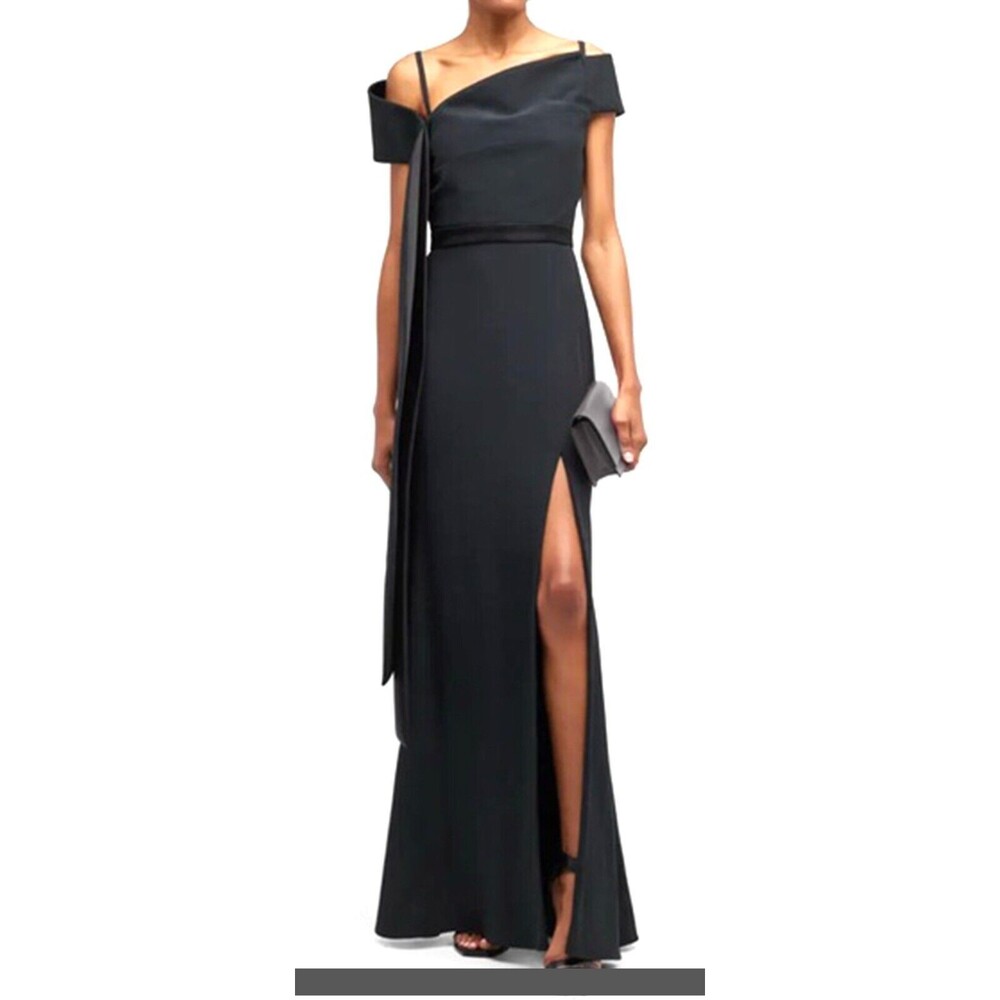 $5690 Alexander Mcqueen Off-Shoulder Gown Evening Maxi Dress Black Size 40, US 4